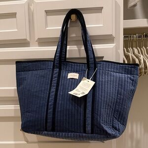 Sezane Velvet Quilted Tote Bag